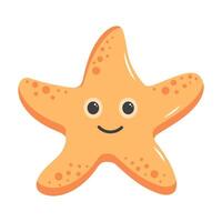 Cute starfish. Cartoon character. Marine life. Sea animal isolated on white background. vector