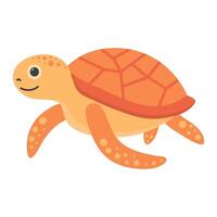 Cute sea turtle. Cartoon character. Kawaii animal isolated on white background. vector