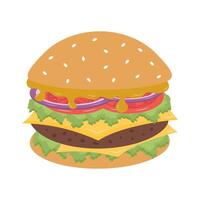 Hamburger or cheeseburger. Fast food meal. illustration isolated on white background. vector