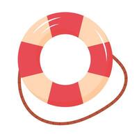 Cute lifebuoy with rope. Lifeguard icon. Rubber inflatable ring. illustration isolated on white background. vector