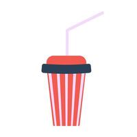 Soda paper cup with straw. illustration isolated on white background. vector