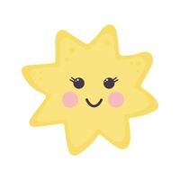 Cute kawaii sun or star. Cartoon character. illustration isolated on white background. vector