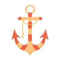 Cute anchor with rope. Marine retro symbol. illustration isolated on a white background. vector