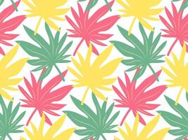 Seamless pattern with colorful tropical leaves. Exotic floral pattern for design and textile. Summer background in pastel colors. vector