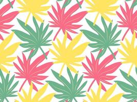 Seamless pattern with colorful tropical leaves. Exotic floral pattern for design and textile. Summer background in pastel colors. vector