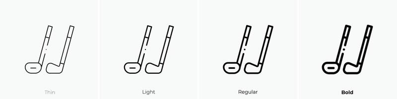 golf sticks icon. Thin, Light, Regular And Bold style design isolated on white background vector