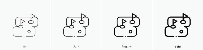 golf campo icono. delgado, luz, regular y negrita estilo diseño aislado en blanco antecedentes vector