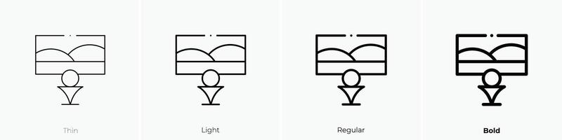 golf curso icono. delgado, luz, regular y negrita estilo diseño aislado en blanco antecedentes vector