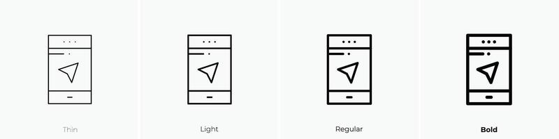 GPS icono. delgado, luz, regular y negrita estilo diseño aislado en blanco antecedentes vector