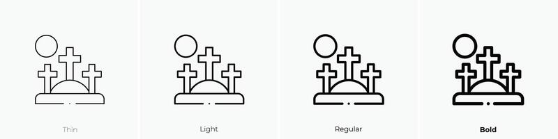 Gólgota icono. delgado, luz, regular y negrita estilo diseño aislado en blanco antecedentes vector