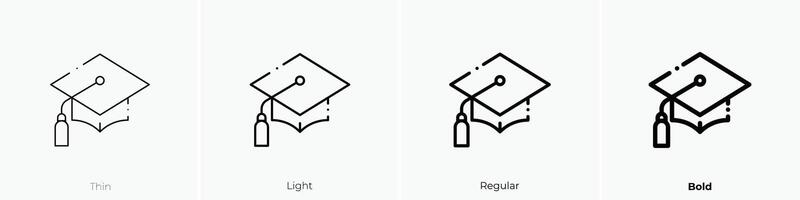 graduación icono. delgado, luz, regular y negrita estilo diseño aislado en blanco antecedentes vector