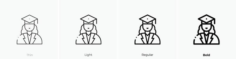 graduate icon. Thin, Light, Regular And Bold style design isolated on white background vector
