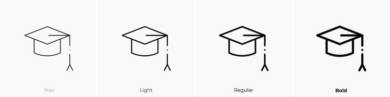 graduation hat icon. Thin, Light, Regular And Bold style design isolated on white background vector