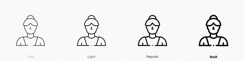 grandmother icon. Thin, Light, Regular And Bold style design isolated on white background vector
