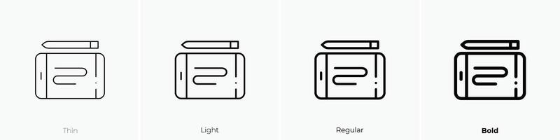 gráfico tableta icono. delgado, luz, regular y negrita estilo diseño aislado en blanco antecedentes vector