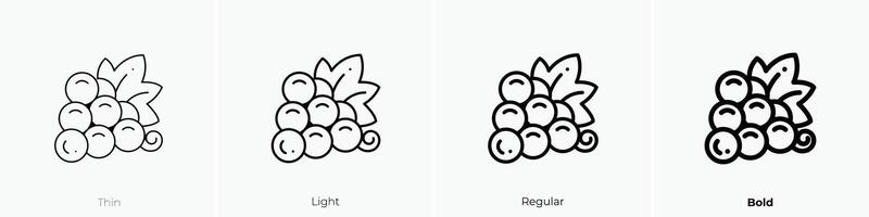 grapes icon. Thin, Light, Regular And Bold style design isolated on white background vector