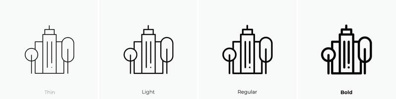 verde ciudad icono. delgado, luz, regular y negrita estilo diseño aislado en blanco antecedentes vector