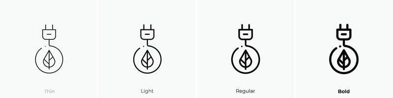 green energy icon. Thin, Light, Regular And Bold style design isolated on white background vector