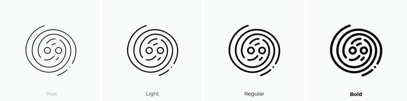 gravitacional olas icono. delgado, luz, regular y negrita estilo diseño aislado en blanco antecedentes vector