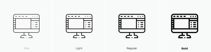 gráfico editor icono. delgado, luz, regular y negrita estilo diseño aislado en blanco antecedentes vector