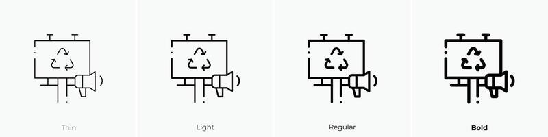 verde icono. delgado, luz, regular y negrita estilo diseño aislado en blanco antecedentes vector