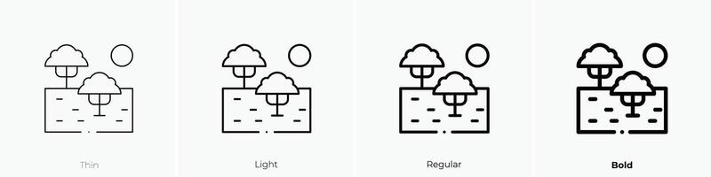 grassland icon. Thin, Light, Regular And Bold style design isolated on white background vector