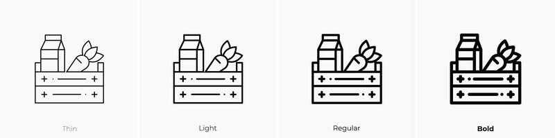 groceries icon. Thin, Light, Regular And Bold style design isolated on white background vector