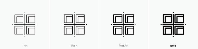 cuadrícula icono. delgado, luz, regular y negrita estilo diseño aislado en blanco antecedentes vector