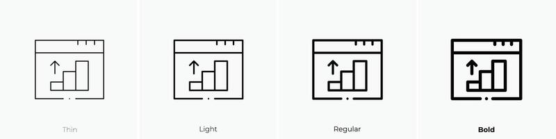 growing icon. Thin, Light, Regular And Bold style design isolated on white background vector