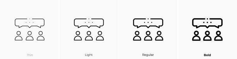 group chat icon. Thin, Light, Regular And Bold style design isolated on white background vector
