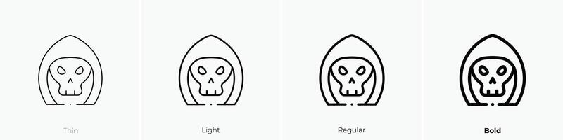 grim reaper icon. Thin, Light, Regular And Bold style design isolated on white background vector