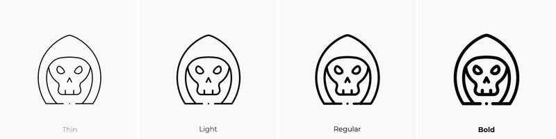 grim reaper icon. Thin, Light, Regular And Bold style design isolated on white background vector