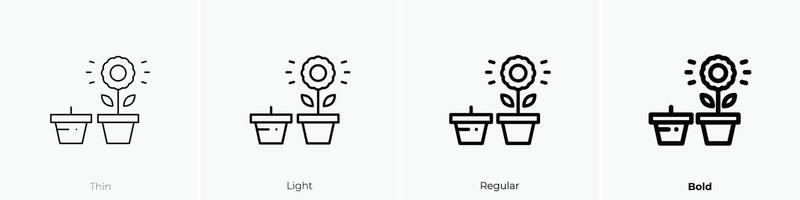 grow icon. Thin, Light, Regular And Bold style design isolated on white background vector