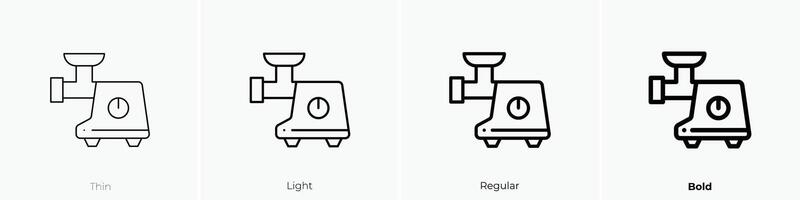 amoladora icono. delgado, luz, regular y negrita estilo diseño aislado en blanco antecedentes vector