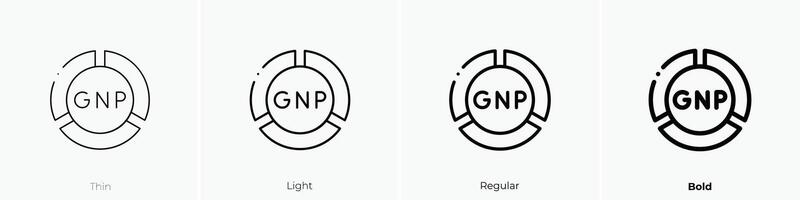 gross national product icon. Thin, Light, Regular And Bold style design isolated on white background vector