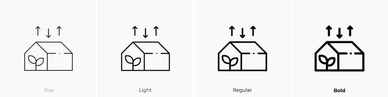 invernadero icono. delgado, luz, regular y negrita estilo diseño aislado en blanco antecedentes vector