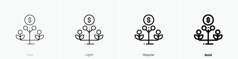 growth icon. Thin, Light, Regular And Bold style design isolated on white background vector