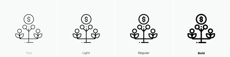 growth icon. Thin, Light, Regular And Bold style design isolated on white background vector