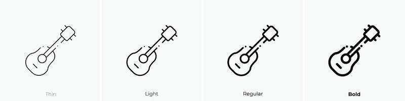 guitarra icono. delgado, luz, regular y negrita estilo diseño aislado en blanco antecedentes vector