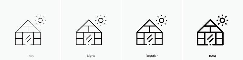 invernadero icono. delgado, luz, regular y negrita estilo diseño aislado en blanco antecedentes vector