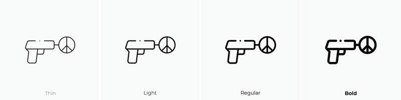 pistola icono. delgado, luz, regular y negrita estilo diseño aislado en blanco antecedentes vector