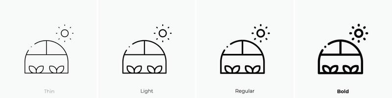 invernadero icono. delgado, luz, regular y negrita estilo diseño aislado en blanco antecedentes vector