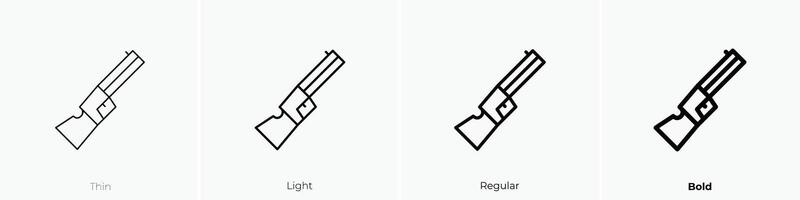 pistola icono. delgado, luz, regular y negrita estilo diseño aislado en blanco antecedentes vector