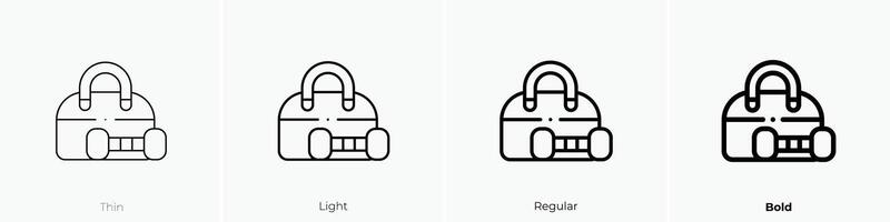 gym bag icon. Thin, Light, Regular And Bold style design isolated on white background vector