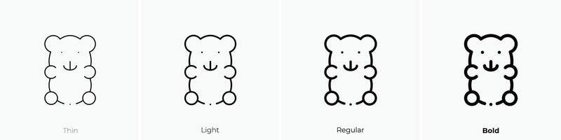 pegajoso oso icono. delgado, luz, regular y negrita estilo diseño aislado en blanco antecedentes vector