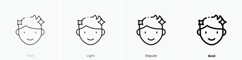 hairstyling icon. Thin, Light, Regular And Bold style design isolated on white background vector