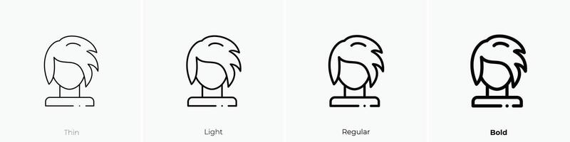 hair wig icon. Thin, Light, Regular And Bold style design isolated on white background vector