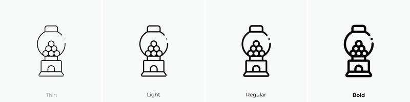 goma de mascar máquina icono. delgado, luz, regular y negrita estilo diseño aislado en blanco antecedentes vector