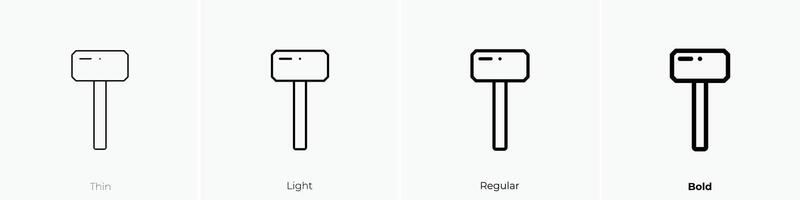 hammer icon. Thin, Light, Regular And Bold style design isolated on white background vector