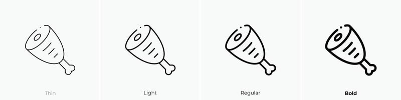 ham leg icon. Thin, Light, Regular And Bold style design isolated on white background vector